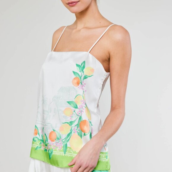 NEW! $85 CURRENT AIR Tuscan Citrus Cami AMALFI Green Lemon Garden M 8 10 - Picture 1 of 7